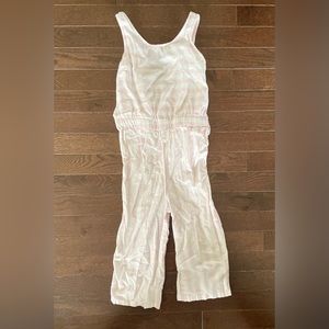 Carter’s Girls Pink White Striped Sleeveless Jumpsuit Size 6/6X Bow Romper